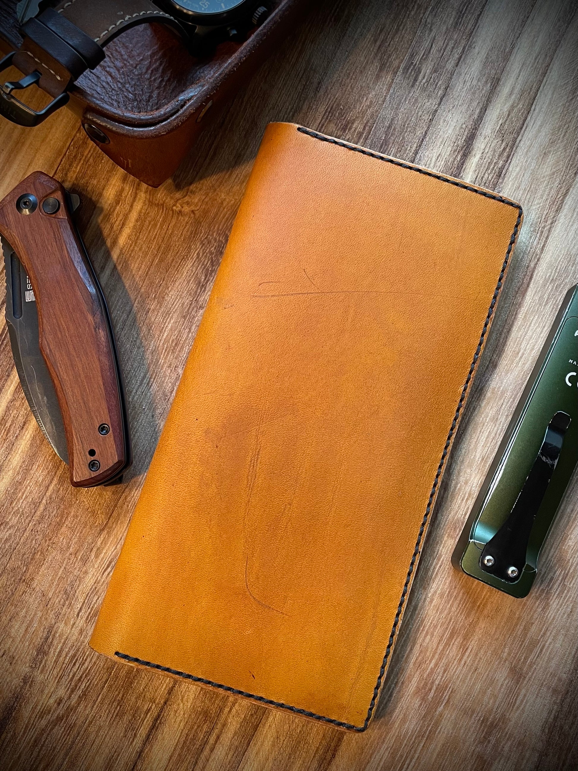 handmade leather long wallet