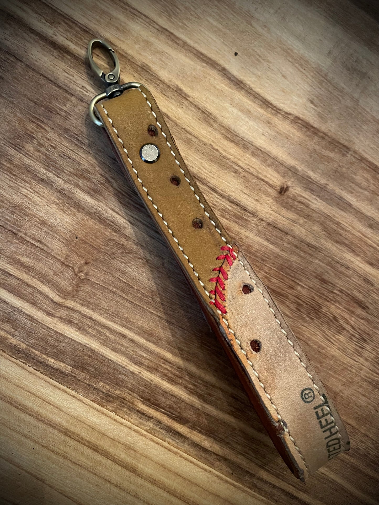 Baseball glove wristlet keychain